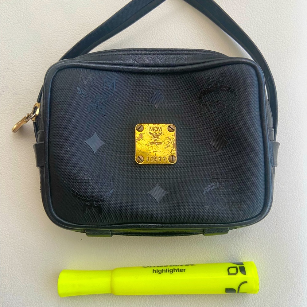 MCM Vintage Black monogram crossbody small bag